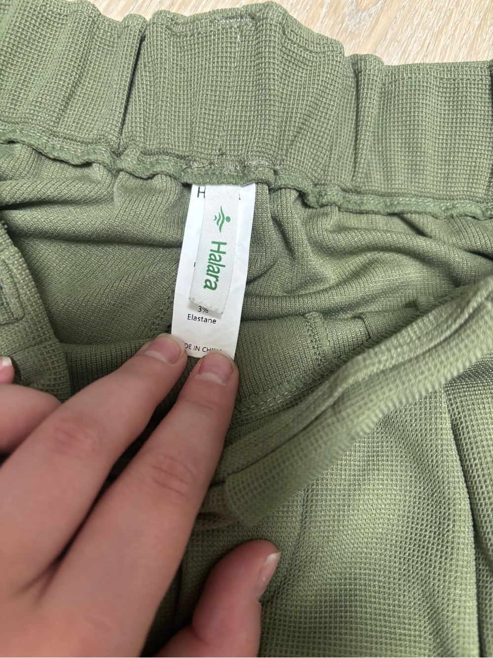HALARA Olive Waffle-Knit Dress Pants